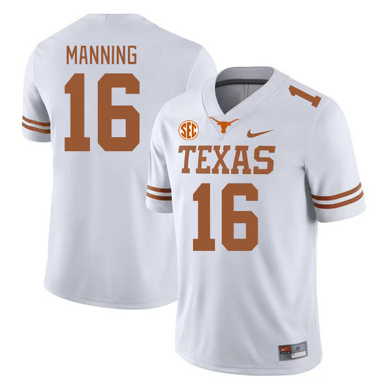 # 16 Arch Manning Texas Longhorns Jerseys Football Stitched-White